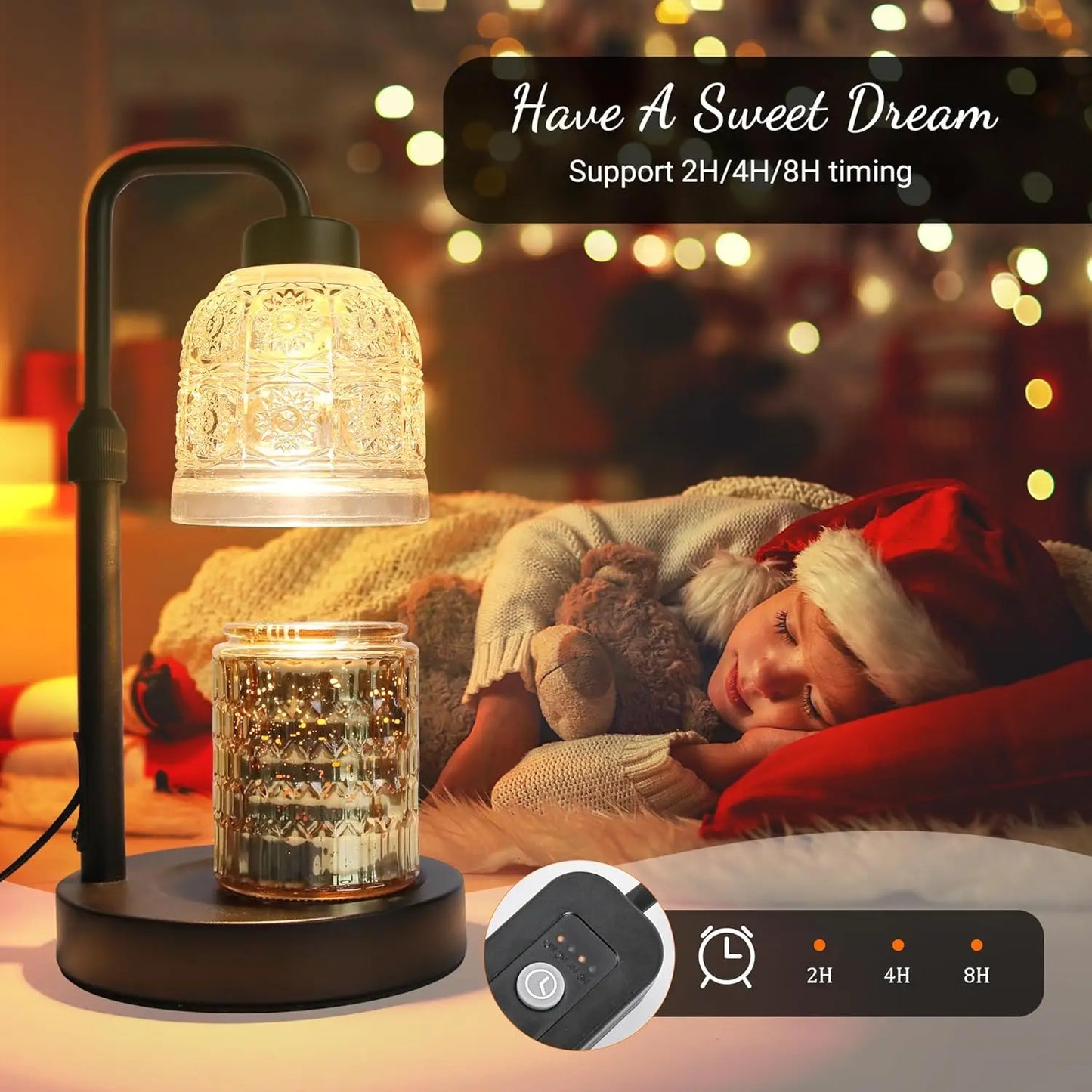 Candle Warmer Lamp with dimmer, timer, and adjustable height